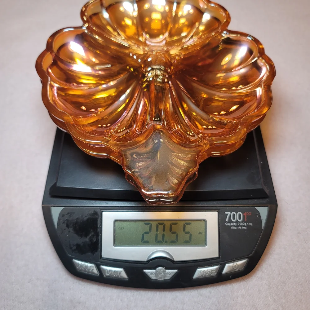 0823. Set of 2 ~ Vintage ~ Jeanette ~ Iridescent Marigold Carnival Glass ~ NICE!